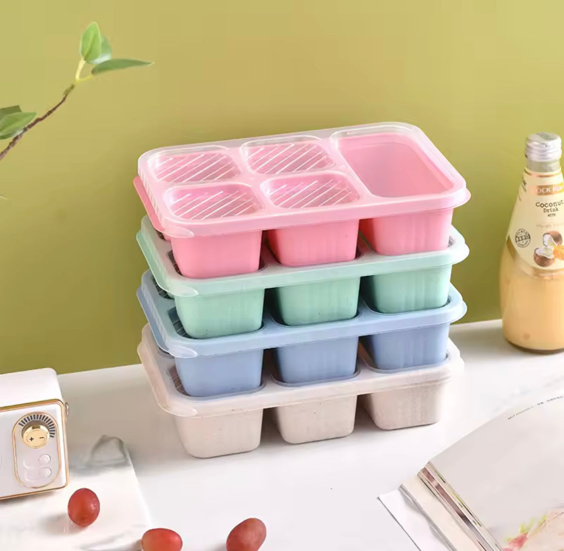 5 Compartment Lunch Box With Transparent Lid, Heat Resistant Leak Proof Fruit Box, Durable Bento Lunch Box, Meal Prep Organizer 5 Compartment Lunch Box With Transparent Lid, Heat Resistant Leak Proof Fruit Box, Durable Bento Lunch Box, Meal Prep Organizer